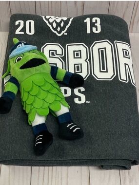 Hillsboro Hops Mascot Barley Plush Doll & Throw Blanket Set Baseball Park EUC